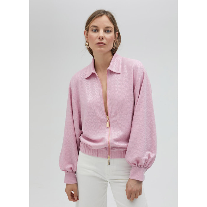 Giubbotto bomber paillette rosa
