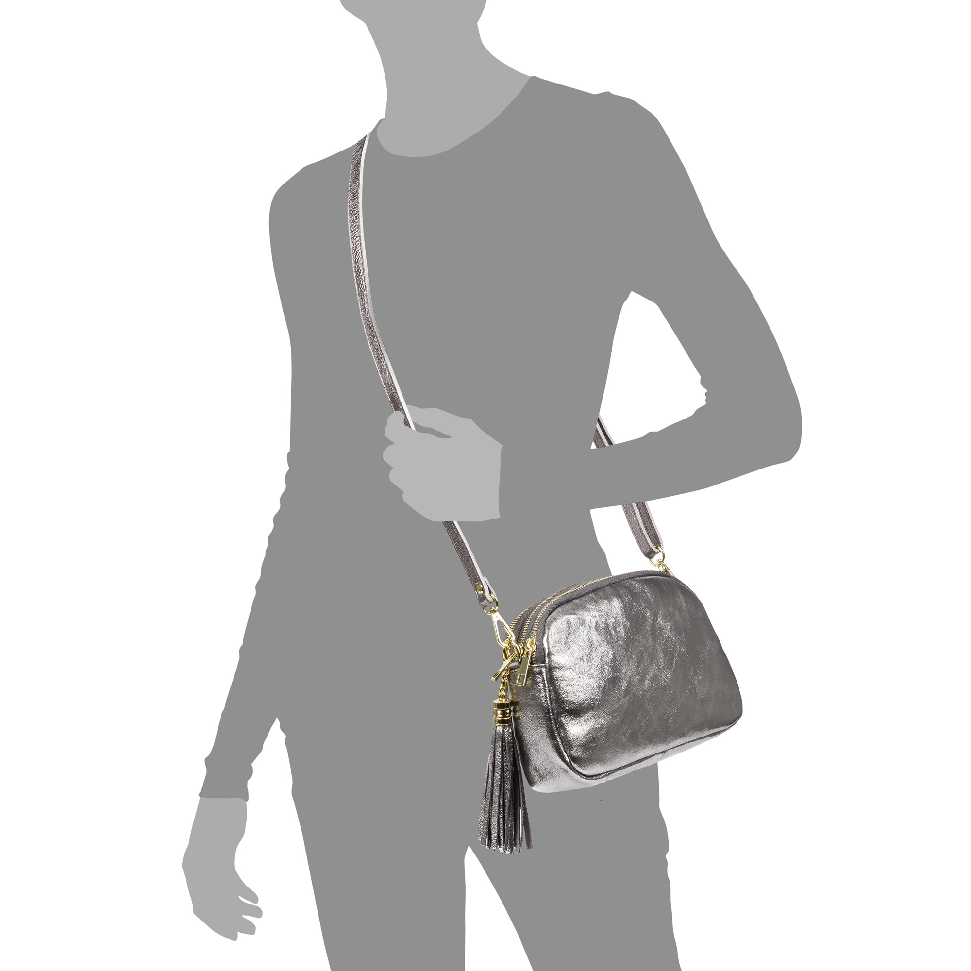 Aliminusa bolso bandolera Mujer. Piel auténtica Gamuza Lacada.