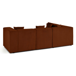 Arty - canapé modulable d'angle gauche 4 places - en velours côtelé - Terracotta