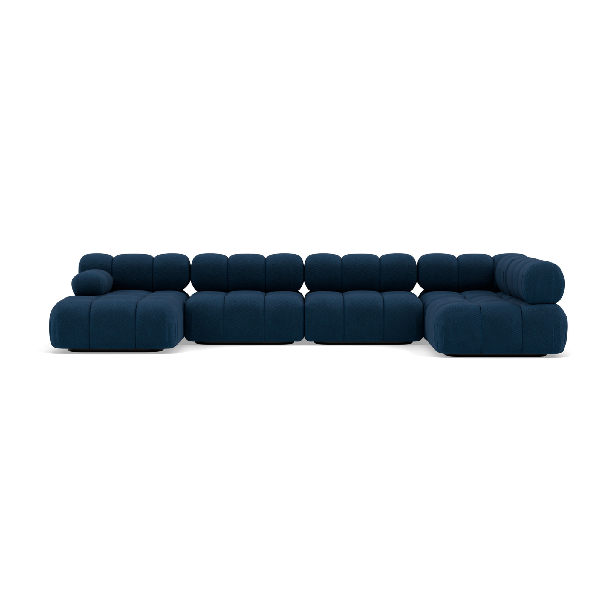 Ruby - canapé panoramique modulable d'angle droit 7 places en velours texturé - Bleu
