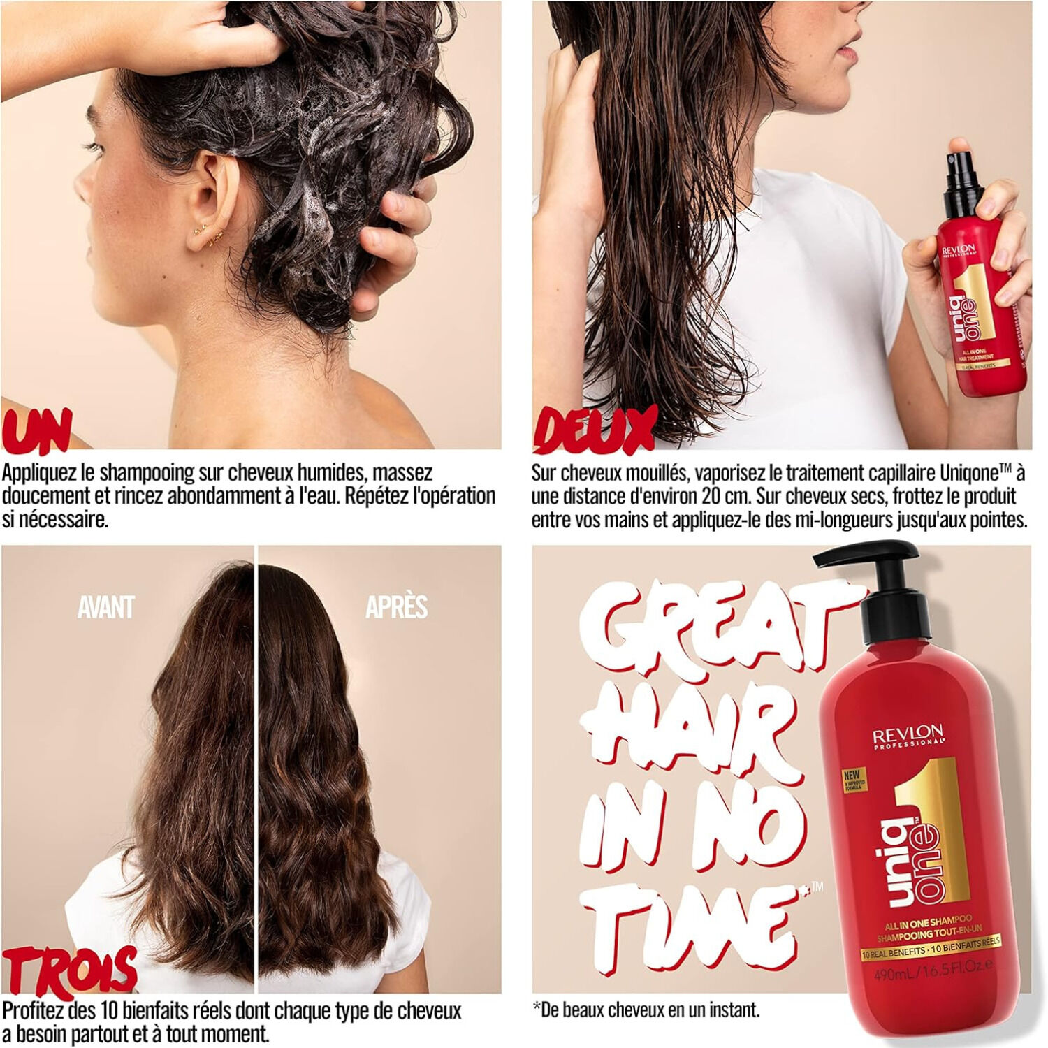 UniqOne - Shampooing et Après-Shampoing 10 Bienfaits Rouge Classique