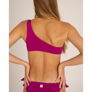 Top de bikini asimétrico en tejido satinado