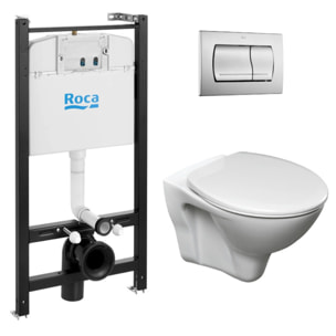 Pack Bâti-support Roca Active + WC suspendu Jika Neo + plaque chrome mat (RocaActiveS-LinePro-2)