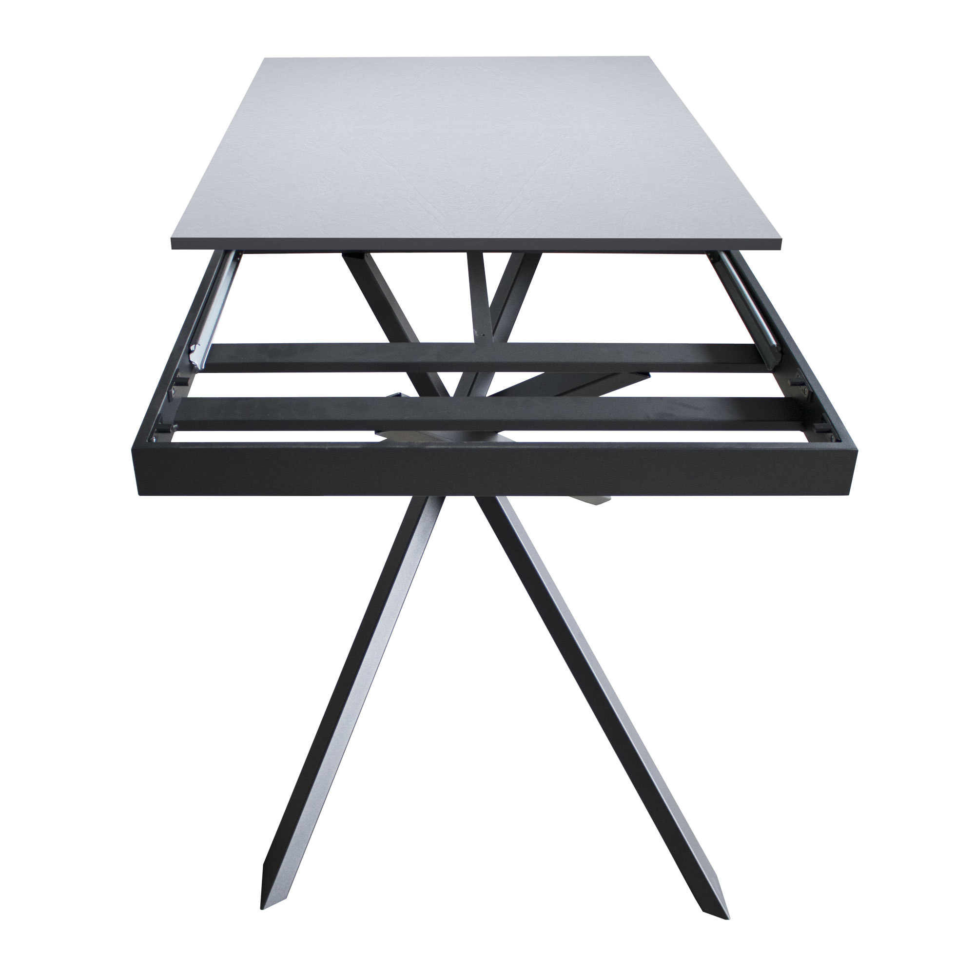 Table extensible 90x160/220 cm Ganty Anthracite Spatulé bande de chante Anthracite cadre Anthracite