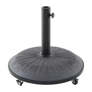 Pied de parasol rond dessin de cadran à roulettes Gris