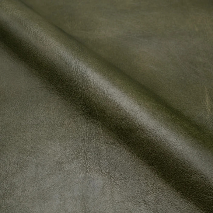 Banc 100 cm en cuir de buffle vert - Émile