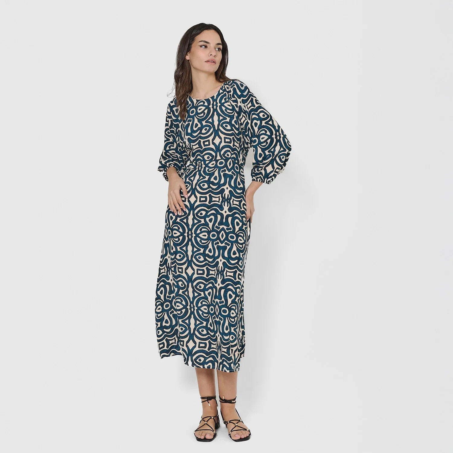 Vestido midi viscosa taissa azul