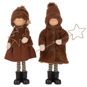 J-Line figurine Garçon/Fille Etoile + Arbre - polyester - mix - 2 pcs