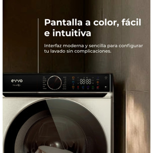 EVVO Lavadora 12 kg Nova Q12, 1400 rpm, Clase A, Motor Inverter eDRIVE, 14 programas, vapor Steam Wash, lavado rápido 15', blanca.