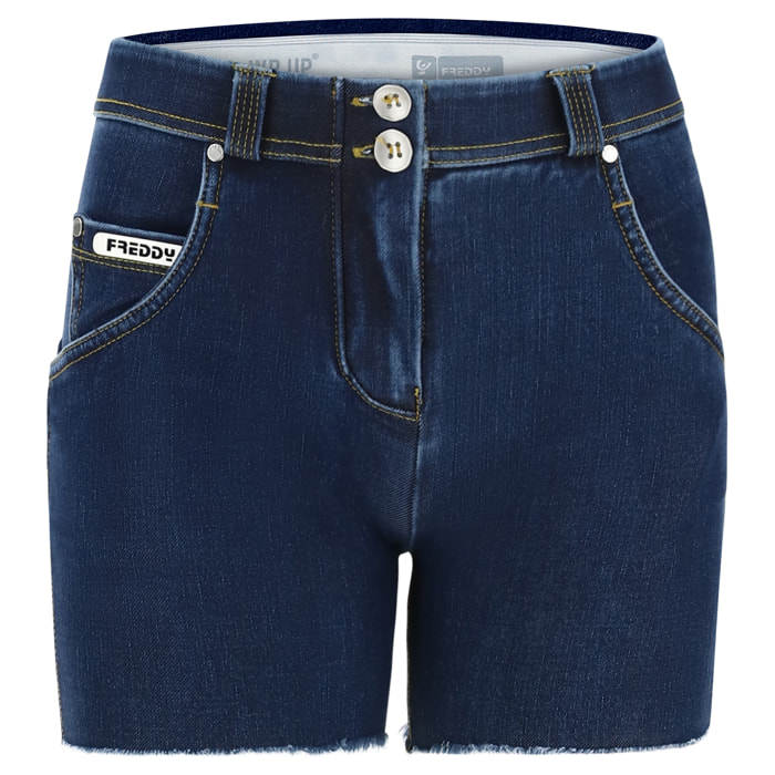 Shorts push up WR.UP® sfrangiati vita regular in denim navetta ecologico