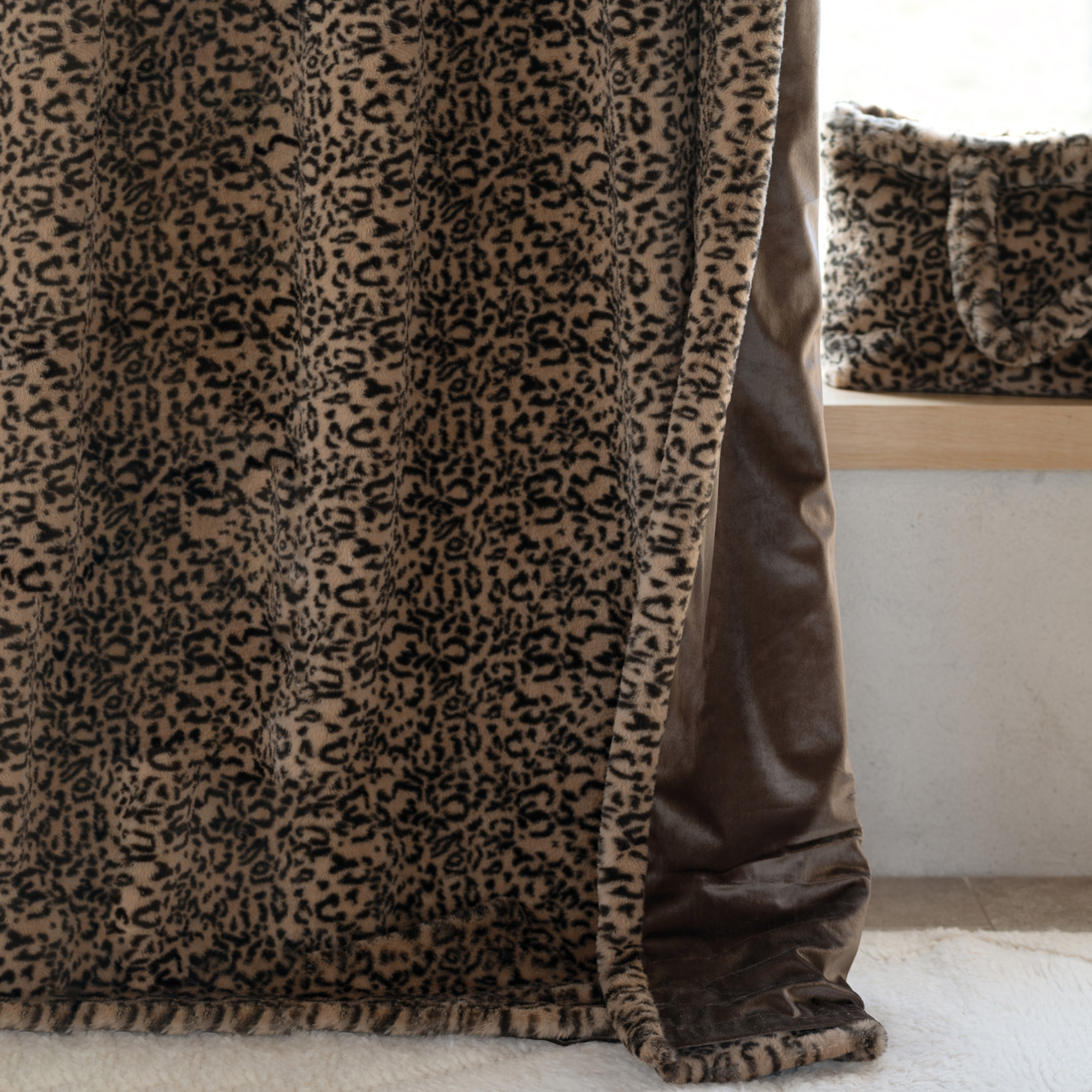 Rideau imitation fourrure léopard - Beige