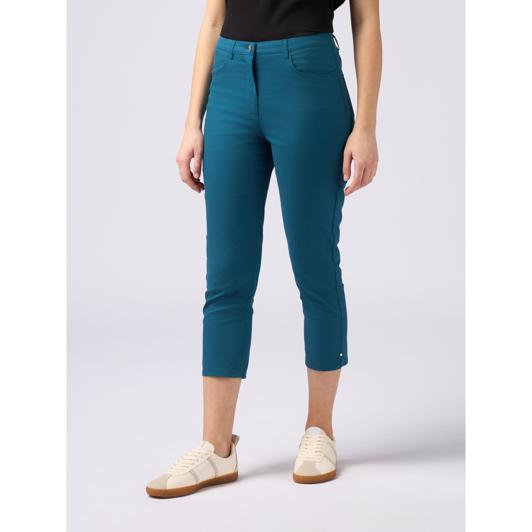 Oltre - Pantalones cropped de mezcla de algodón - Petrol Blue
