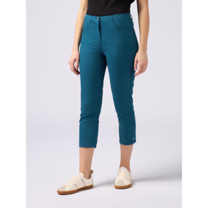 Oltre - Pantalones cropped de mezcla de algodón - Petrol Blue