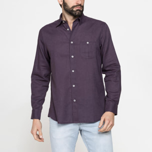 CAMICIA MISTO LINO COTONE IN COLORE TINTA UNITA