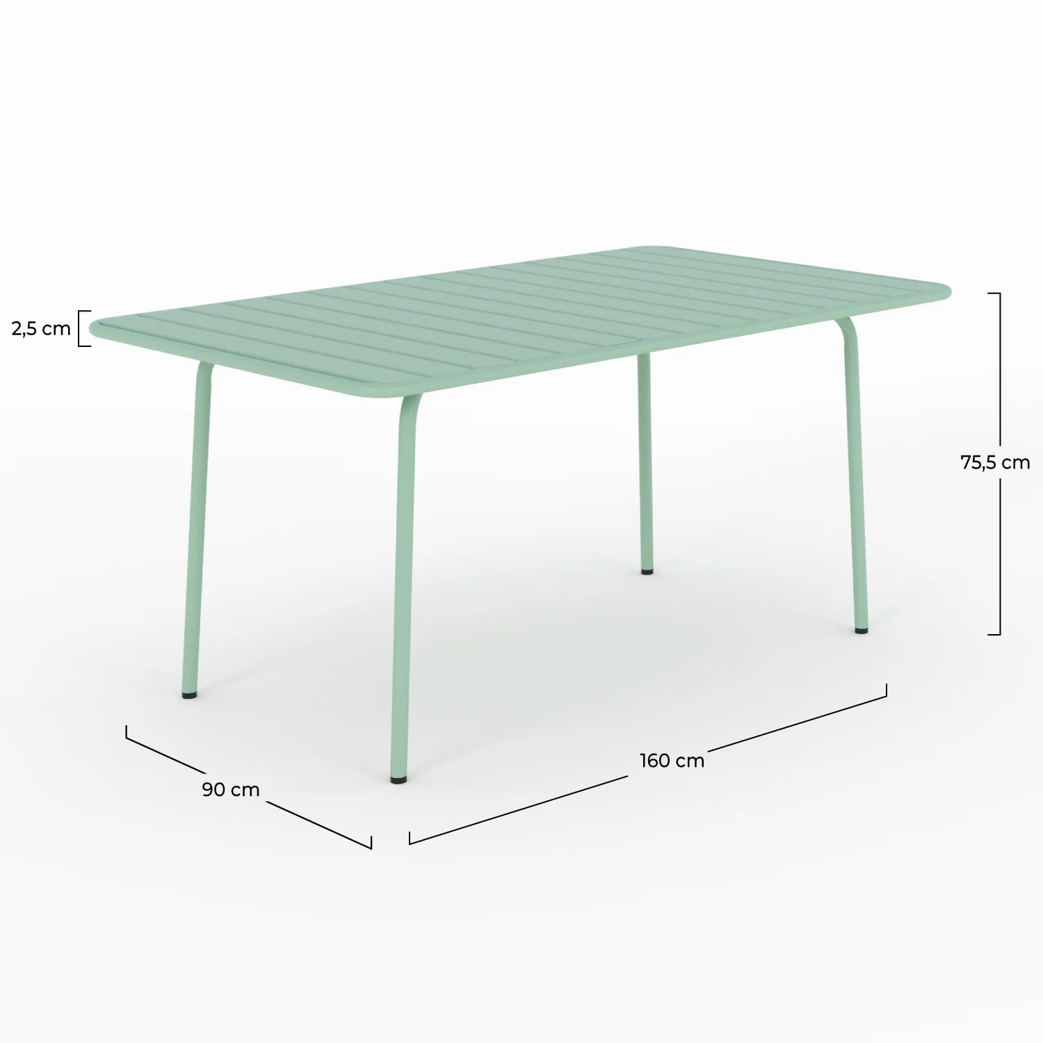 Table de jardin en métal vert clair 6 personnes - Yumi