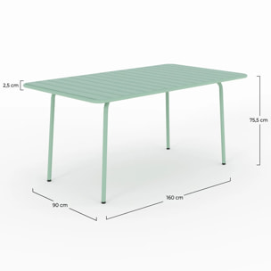 Table de jardin en métal vert clair 6 personnes - Yumi
