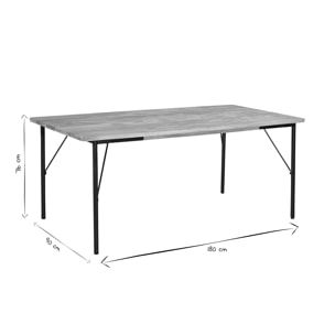 Table à manger rectangulaire en bois manguier massif et métal noir L180 cm JUDE