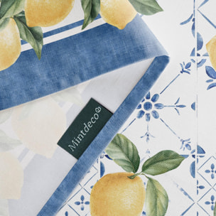 Nappe imprimée anti-taches DORIS BLEU