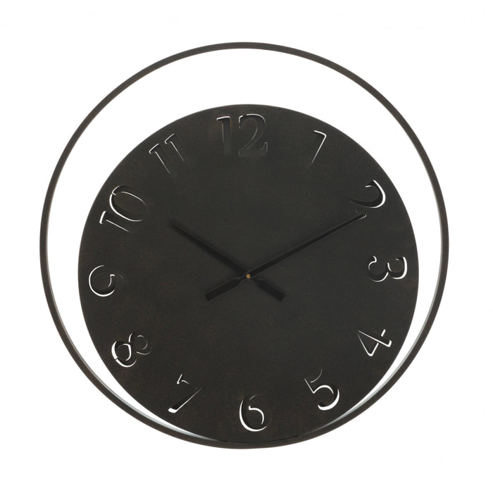Orologio da parete in metallo, colore nero, Misure 4,5 x 60 x 60 cm