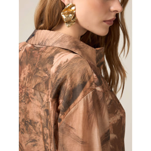 Oltre - Camisa de muselina de algodón estampada - Marrón