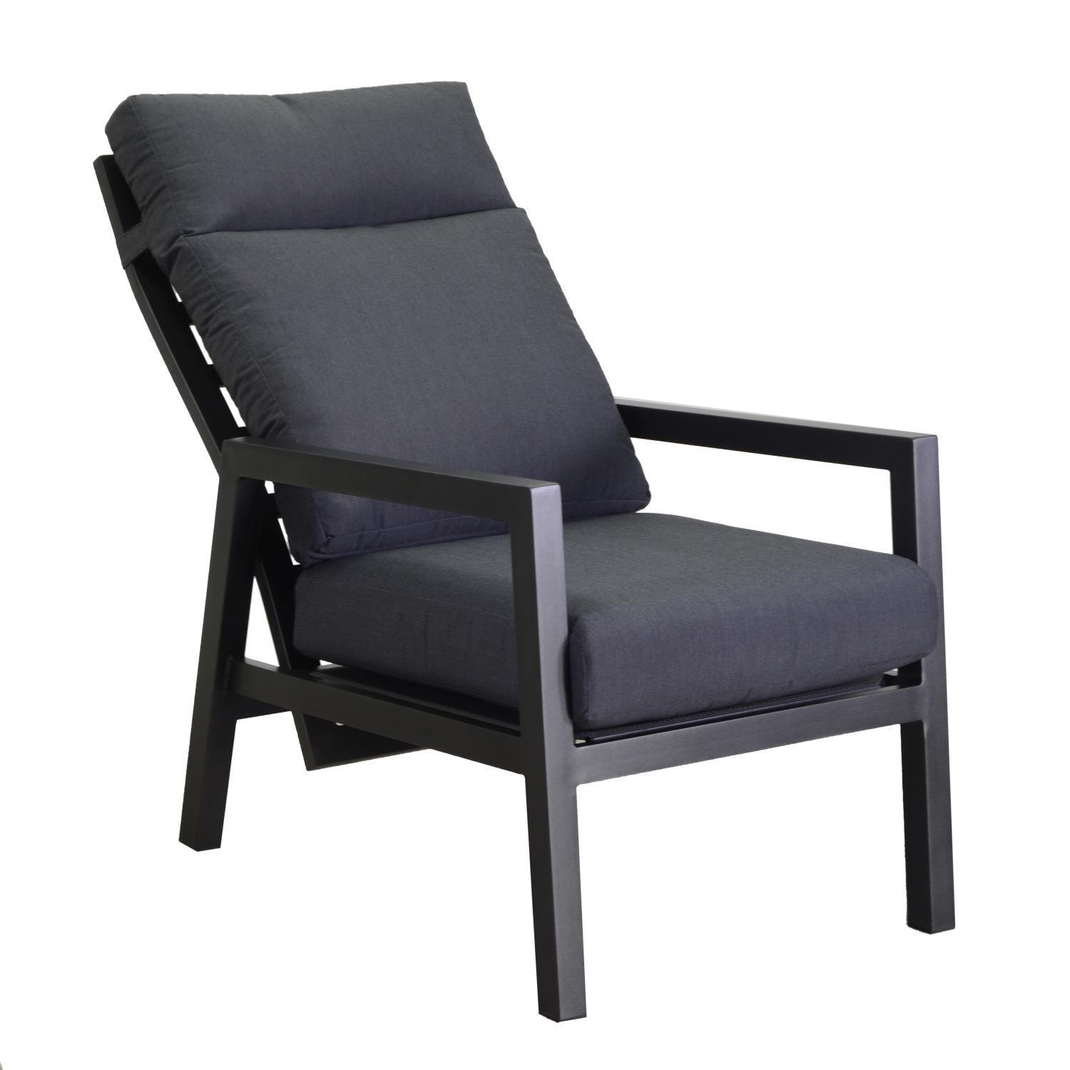 Salotto Frisco alluminio antracite con cuscini nero 4 pezzi