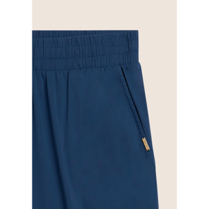 Pantaloni Cropped Fit a Carota in Popeline elasticizzato
