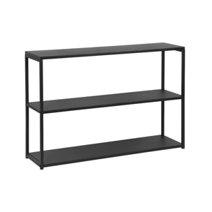 Etagère basse 3 niveaux en métal noir - Industrielle - 120x30x80cm