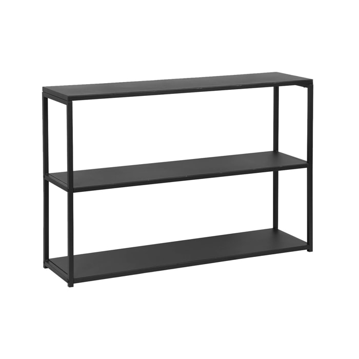 Etagère basse 3 niveaux en métal noir - Industrielle - 120x30x80cm