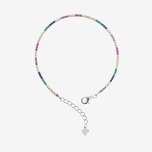 Bracciale Tennis in Argento 925 placcato Platino con Cubic Zirconia Multicolore