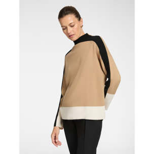 Elena Mirò - Suéter color block en lana y viscosa - Marrón