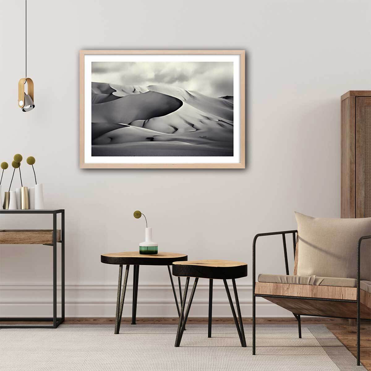 Affiche paysage désert du ténéré Affiche + cadre en bois - Chêne