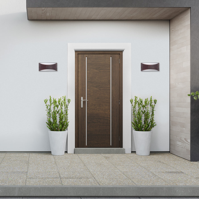 FORLIGHT Forlight Aplique Exterior LED IP54, Diseño Rectangular Marrón Óxido, Luz Neutra 4000K, 444 Lúmenes, Resistente y Eficiente, Ideal para Fachadas y Terrazas, 8.7W, 30,000 Horas de Vida