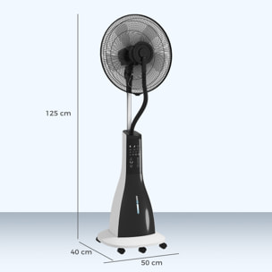 Ventilateur brumisateur oscillant inclinable sur pied roulettes 90W H.125 cm avec télécommande