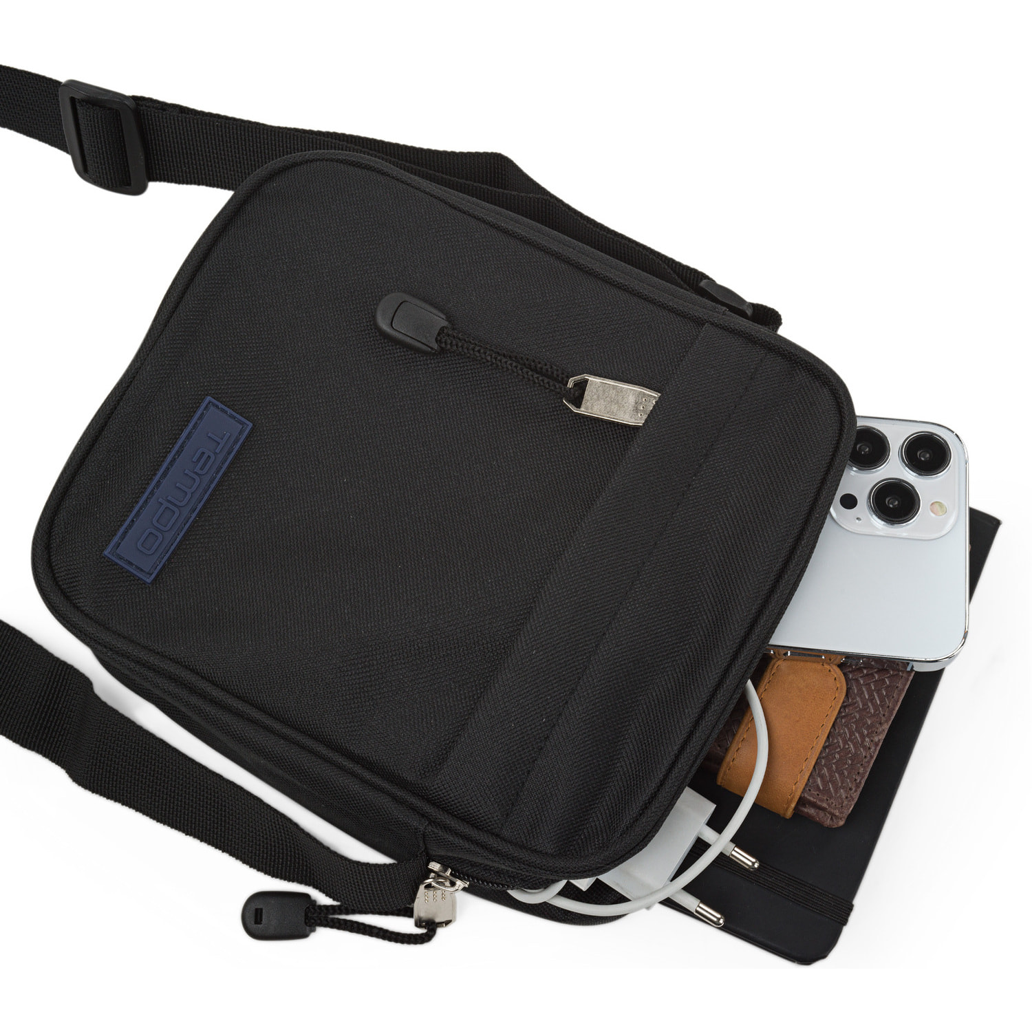 Bandolera Hombre Vegana Itaca Serie Tempo Negro