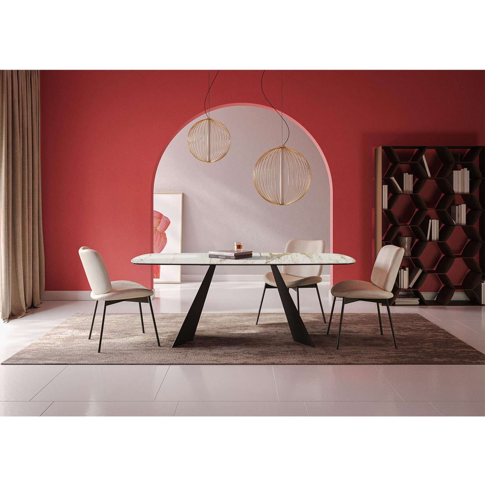 TAVOLO FISSO PRISMA - GRIGIO CARBONE, BOTTE BORDO INCLINATO, PIANO GRES PORCELLANATO MACCHIAVECCHIA OPACO