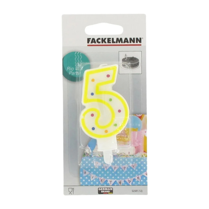 Bougie anniversaire chiffre 5 Fackelmann Rio Party