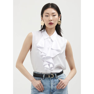 Camicia smanicata con jabot