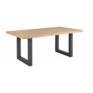 Table de Repas 100 x 180 cm Placage Chêne Piètement Luge Métal - DAVIS