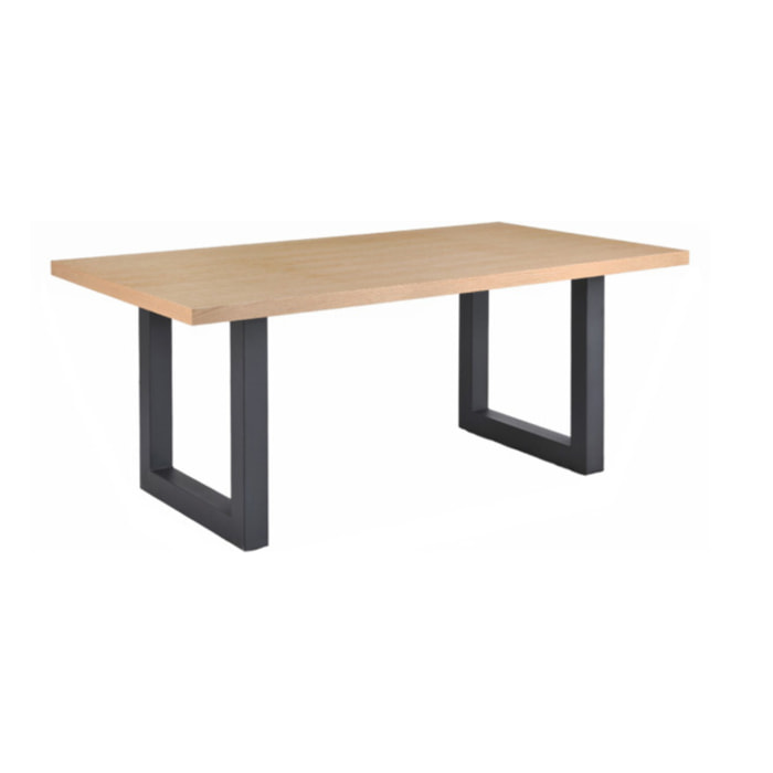 Table de Repas 100 x 180 cm Placage Chêne Piètement Luge Métal - DAVIS