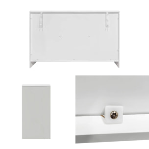 Buffet organique plusieurs niches 6 compartiments. buffet bas. effet bois blanc 120cm