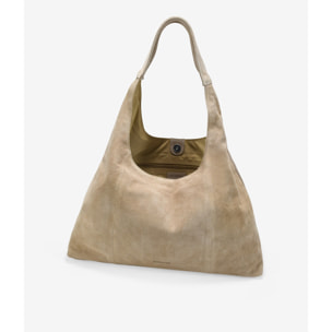 Bolso de hombro arena serraje piel