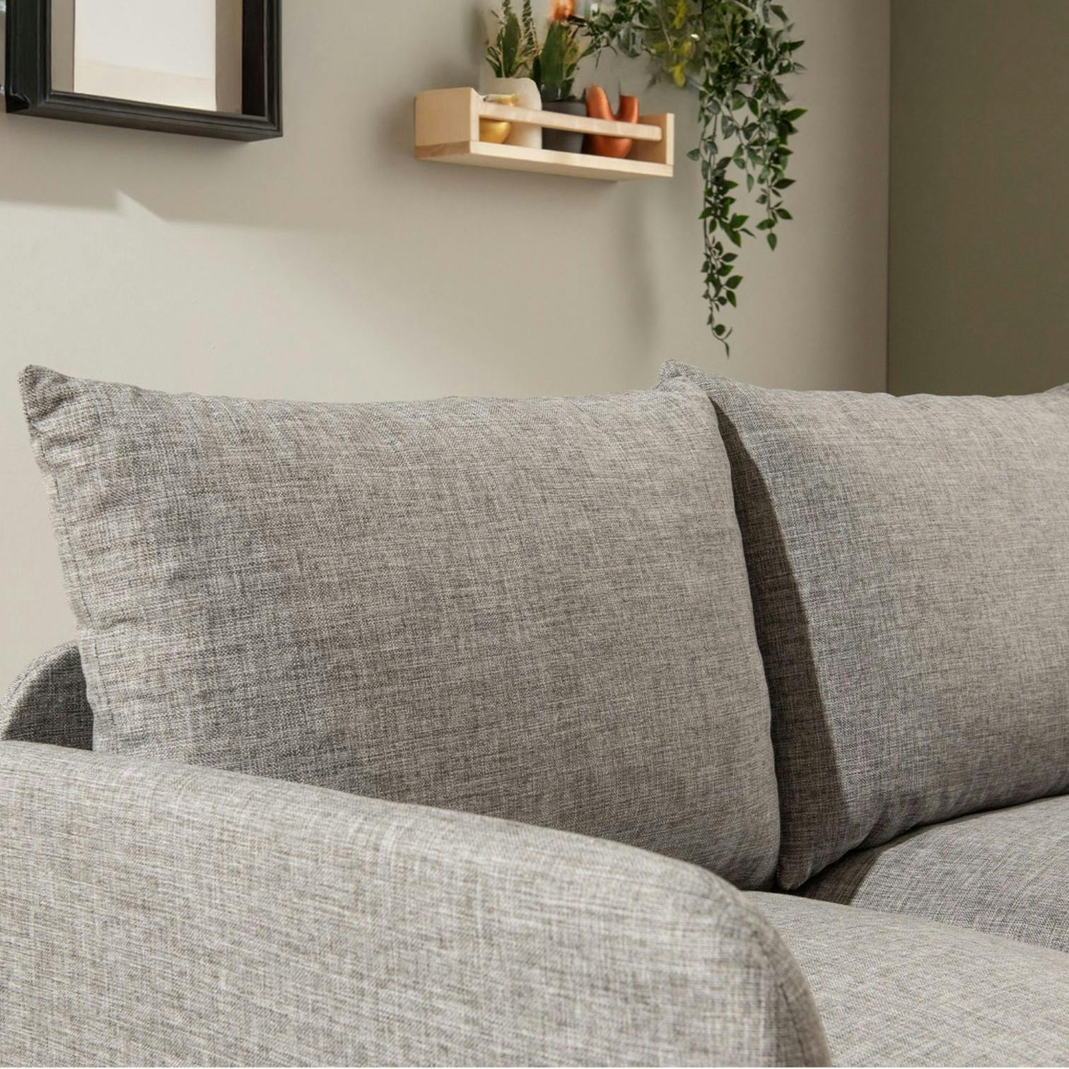 Canapé-lit en lin gris chiné, 2 personnes 140 cm ORURO