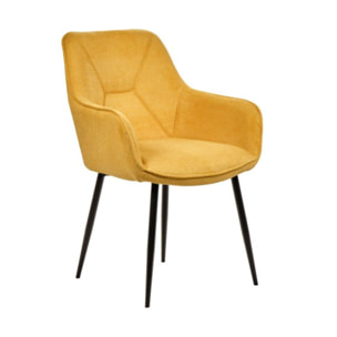 Chaise en tissu avec accoudoirs et pieds métal noir - MIKI