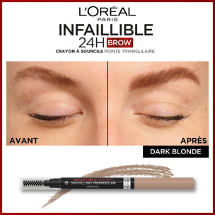 L'Oréal Paris Infaillible 24H Brow Crayon à Sourcils Pointe Triangulaire 6 Dark Blonde