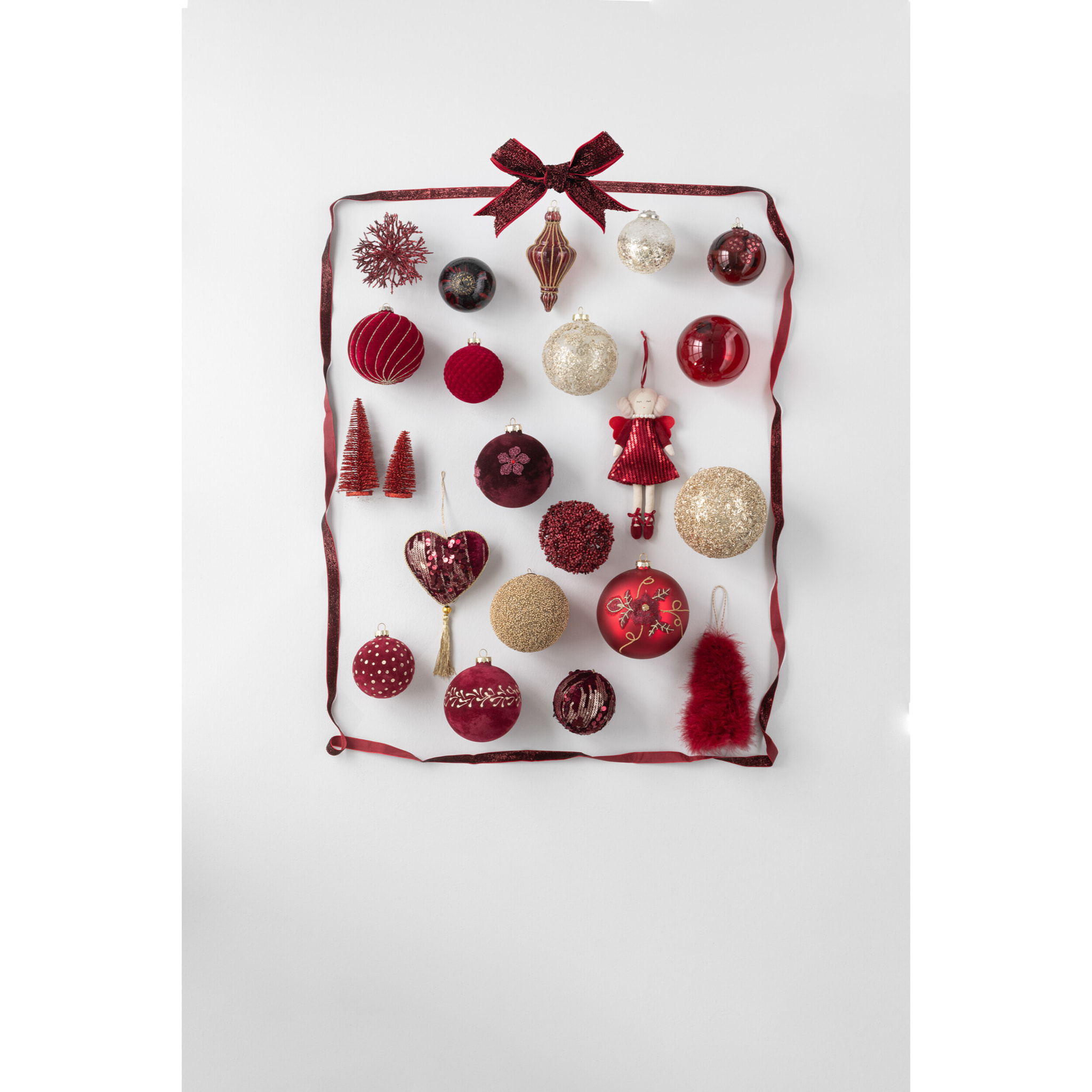 J-Line boule de Noël Tache - verre - rouge/noir - small - 8 pcs