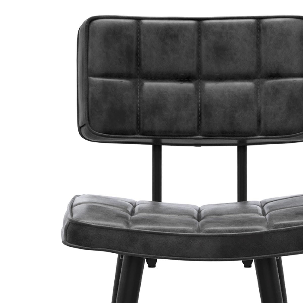 Lot de 2 chaises pour îlot central 66 cm capitonnée gris/noir - Texas