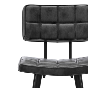 Lot de 2 chaises pour îlot central 66 cm capitonnée gris/noir - Texas