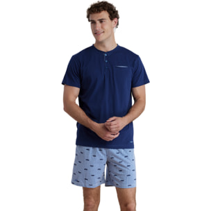 Pigiama uomo in cotone con top manica corta e pantalone corto articolo colorful Noidinotte
