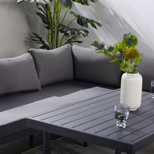 SATIPO Salon de jardin gris foncé 7/9 places canapé + 2 bancs