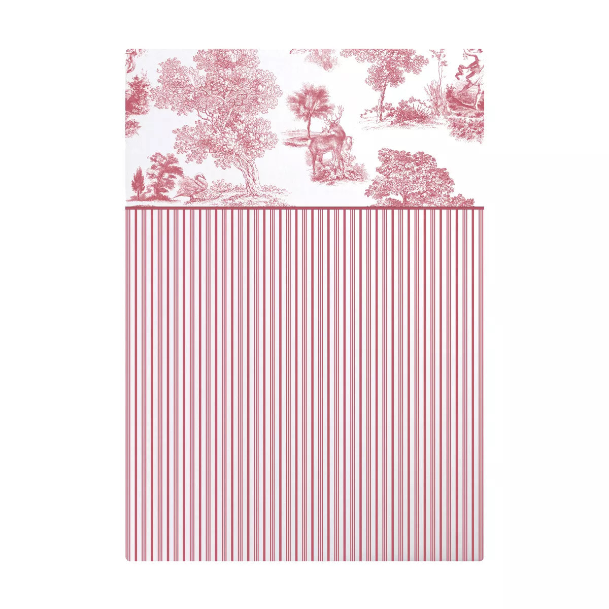 Drap plat percale de coton imprimé bordeaux Poesie rosso